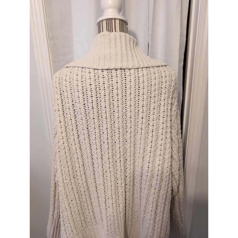 AERIE Cable Knit Cream 1/4 Zip Oversized Chunky Knit Sweater Lightweight Sz XL‎ - Picture 8 of 15